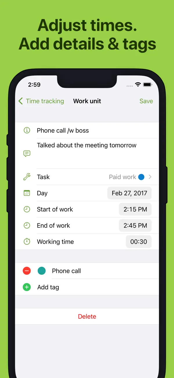 WorkingHours Screenshot 1